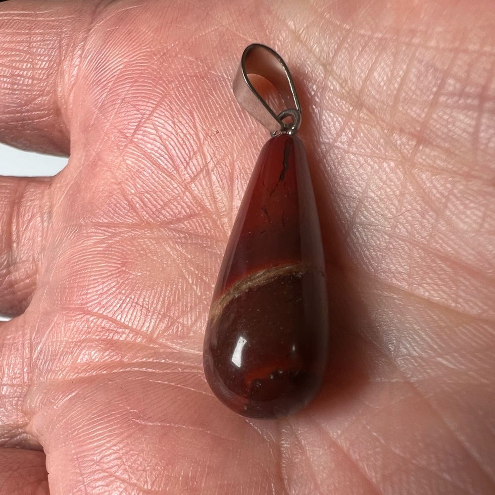 Red Jasper Long Teardrop Necklace Pendant